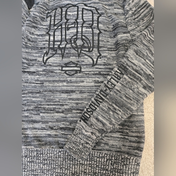 HARLEY DAVIDSON Men's Wool Sweater with half zip, Logo back and sleeve.  Size M - Picture 10 of 11